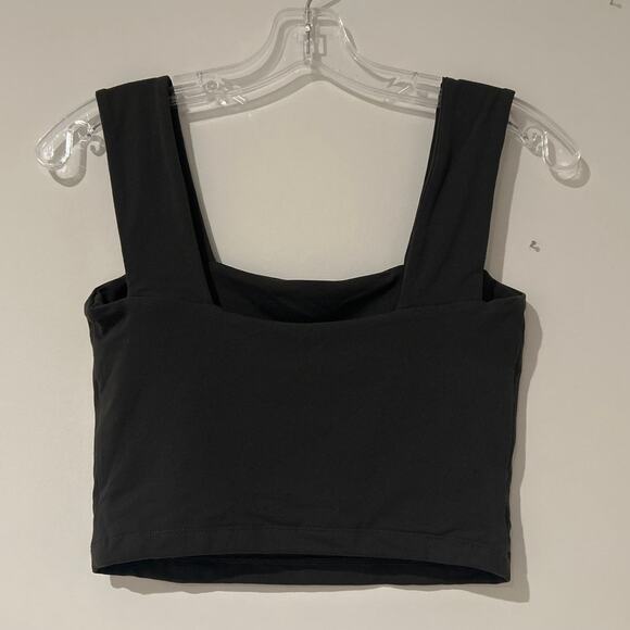 NWOT Susana Monaco Essential Wide Strap Crop Top, Dark Gray Black, Women's XS–S - Picture 3 of 4
